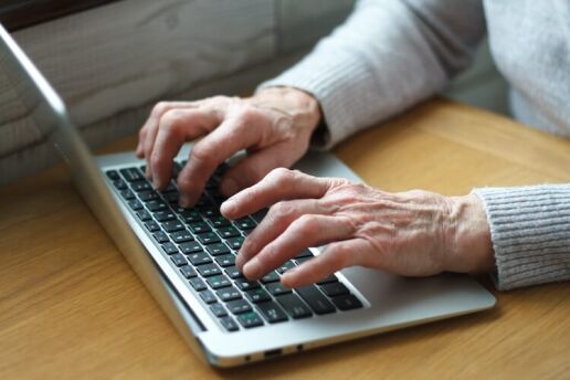 Senior on their laptop.