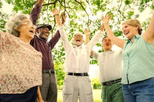 Senior friends having fun together.