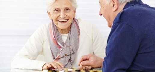 Seniors playing games to improve brain health